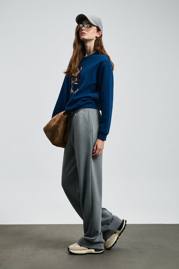 Dıamond Kadın Örme Sweatshırt Saks - 4