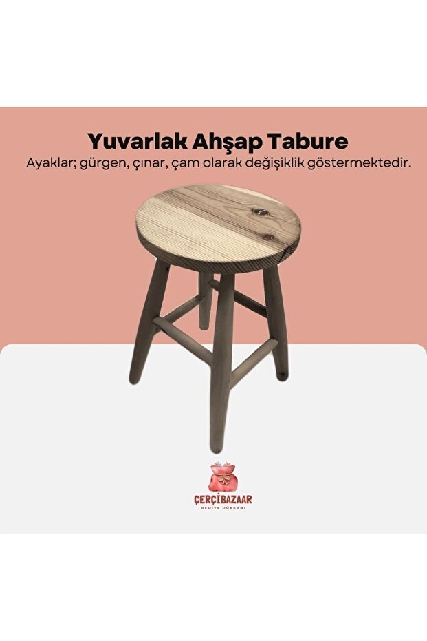 Yuvarlak Ahşap Tabure - 6