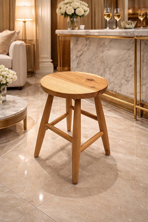 Yuvarlak Ahşap Tabure - 1