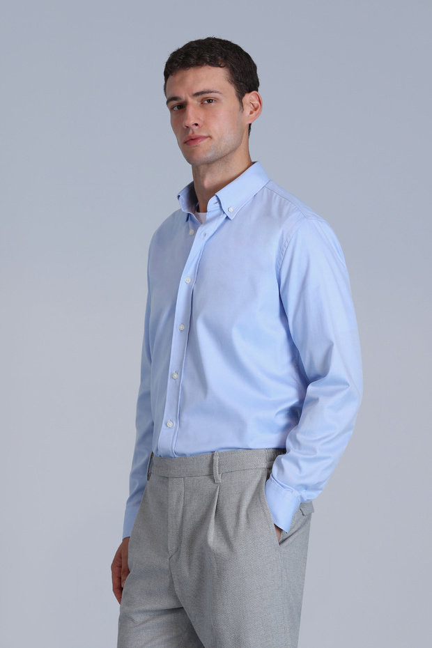 Jakob Erkek Basic Gömlek Slim Fit Mavi - 5