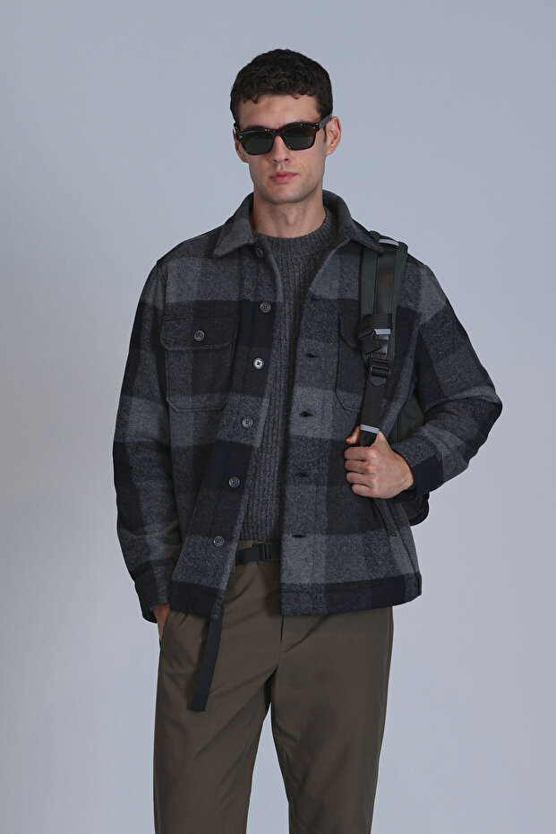 Broken Erkek Basic Gömlek Slim Fit Siyah - 1