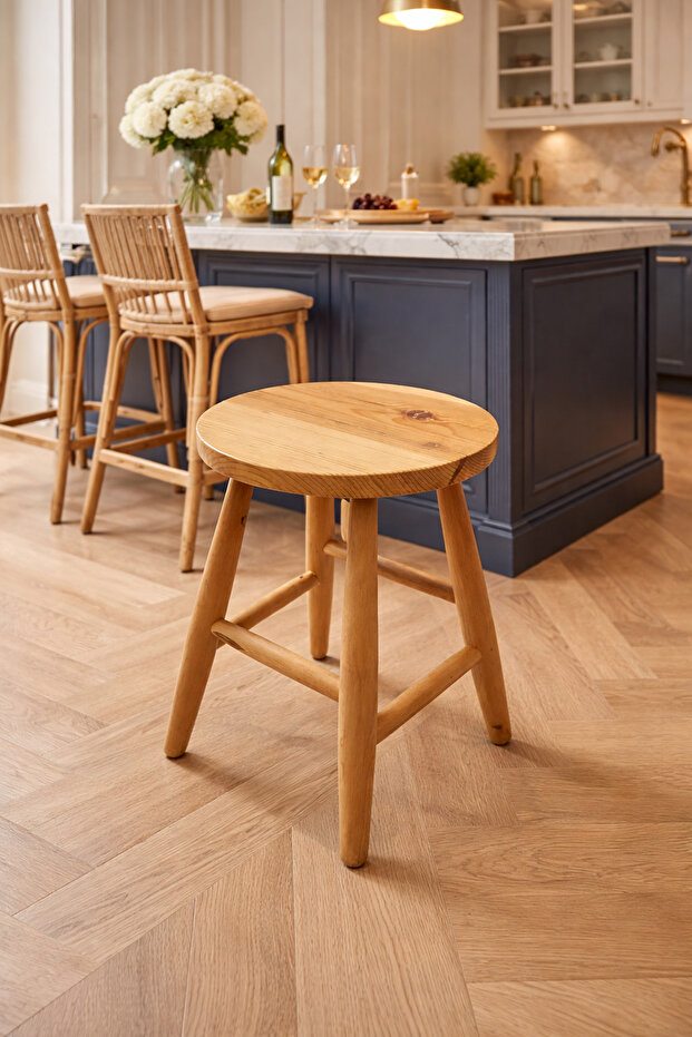 Yuvarlak Ahşap Tabure - 2