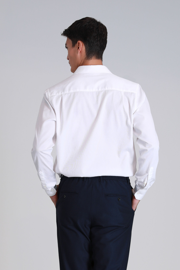 Ferla Erkek Basic Gömlek Slim Fit Beyaz - 6