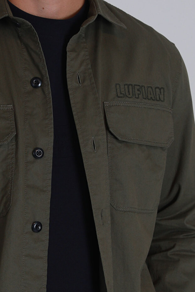 Lara Erkek Basic Gömlek Slim Fit Haki - 3