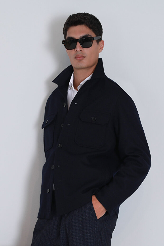 Barena Erkek Basic Gömlek Slim Fit Lacivert - 5