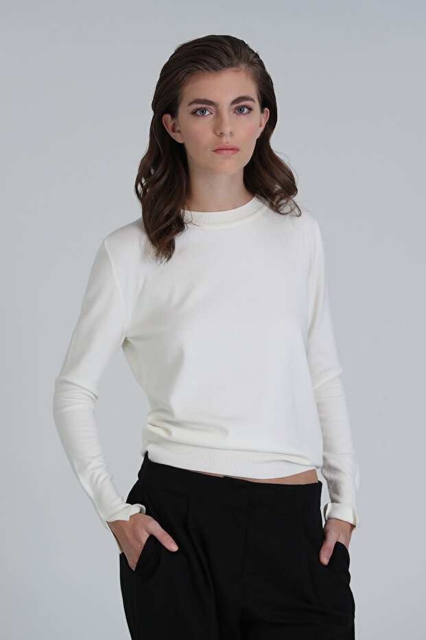 Bronte Kadın Kazak Ekru - 1