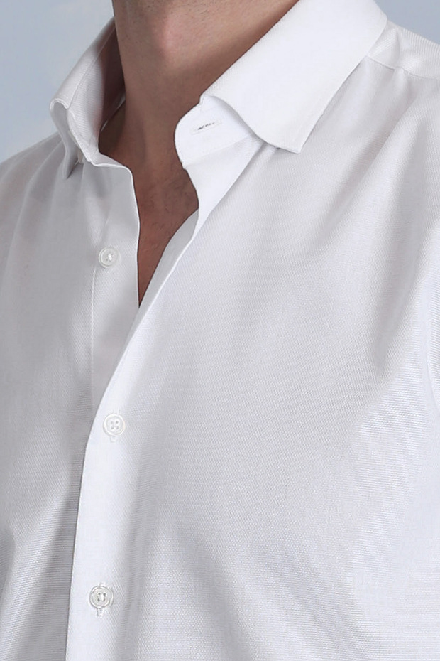 Barka Erkek Basic Gömlek Slim Fit Beyaz - 3