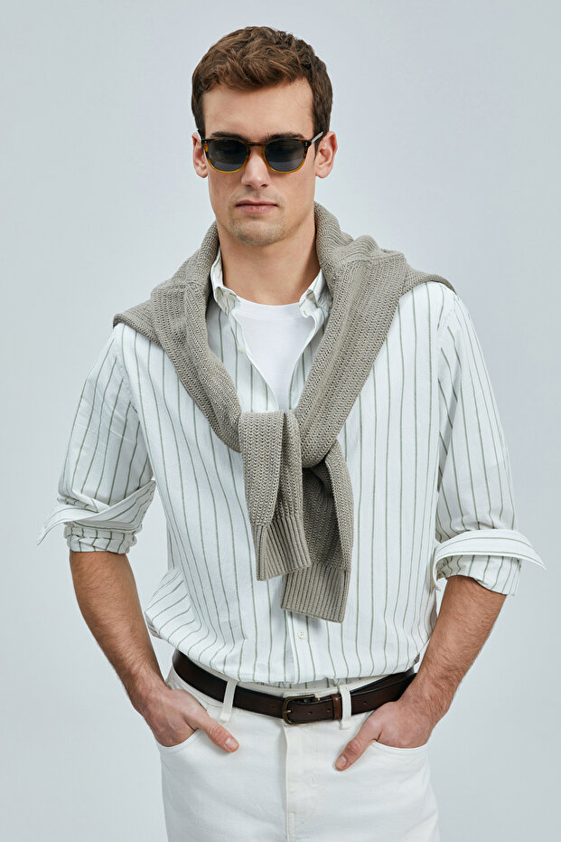 Nıcer Чоловіча сорочка Basic Regular Fit Зелена - 4