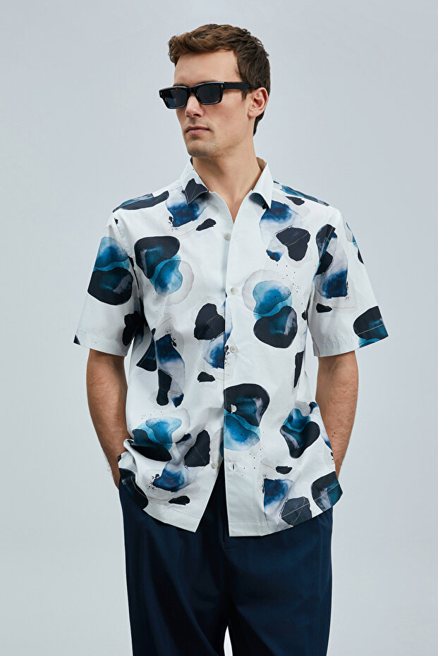 Ανδρικό πουκάμισο Jereno Basic Regular Fit Ecru - 3