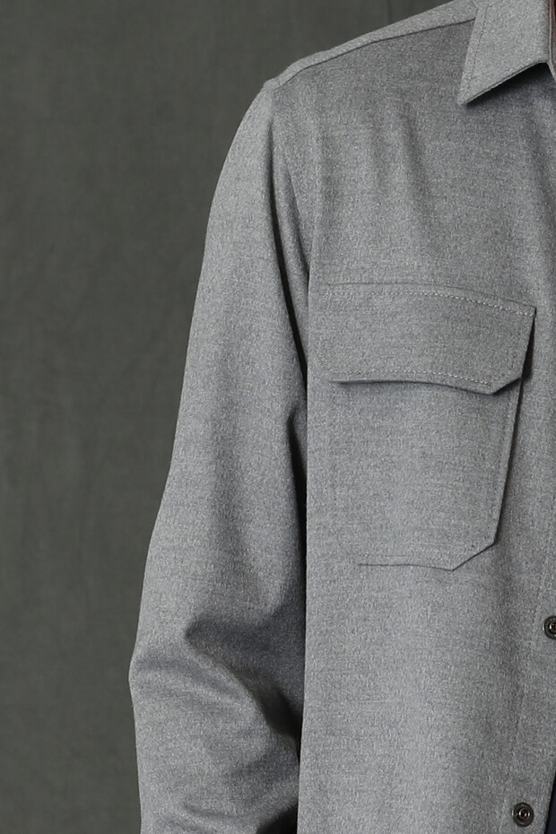 Ανδρικό πουκάμισο Albın Basic εφαρμοστό Γκρι - 3