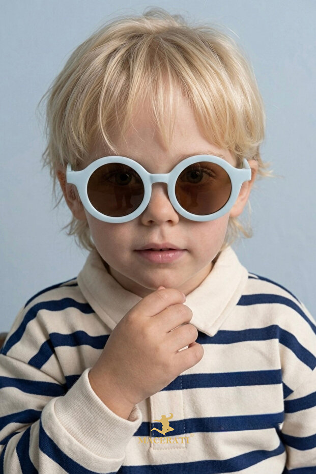 Nordic Unisex Blue Round Frame 0 10 Years Old Children Uv400 Sunglasses