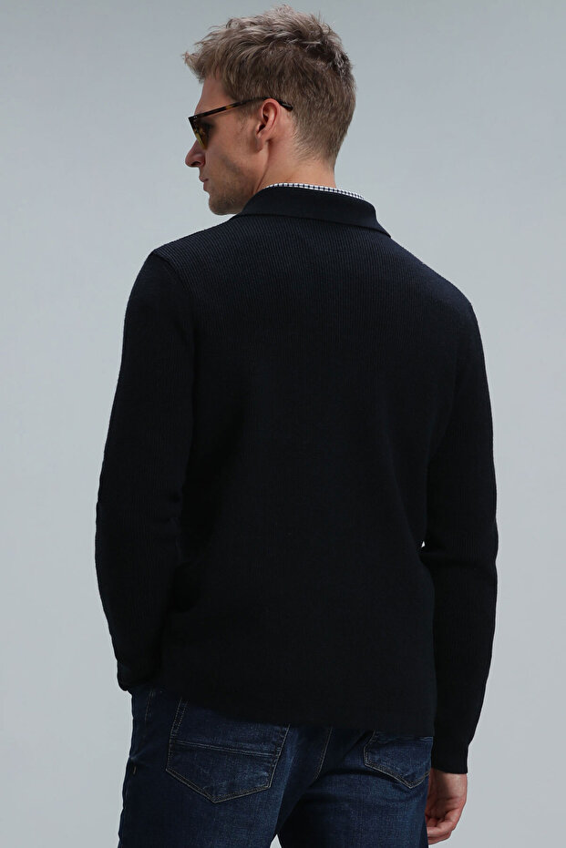 Solıd Erkek Hırka Lacivert - 6