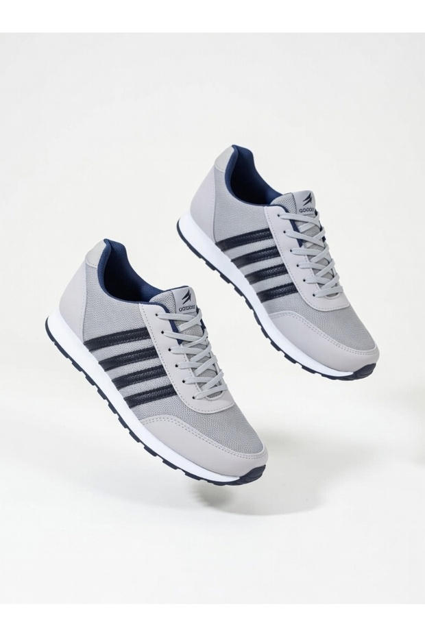 Rona Gifts Erkek Gri Günlük Rahat Taban Yumuşak Hafif Esnek Yürüyüş Sneaker Bağcıklı Spor Ayakkabı