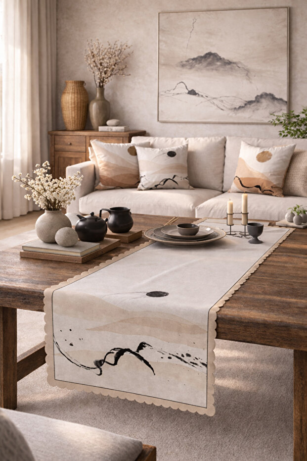 Table Pattern Desert Sands Patterned Digital Printed Decorative Runner - 3