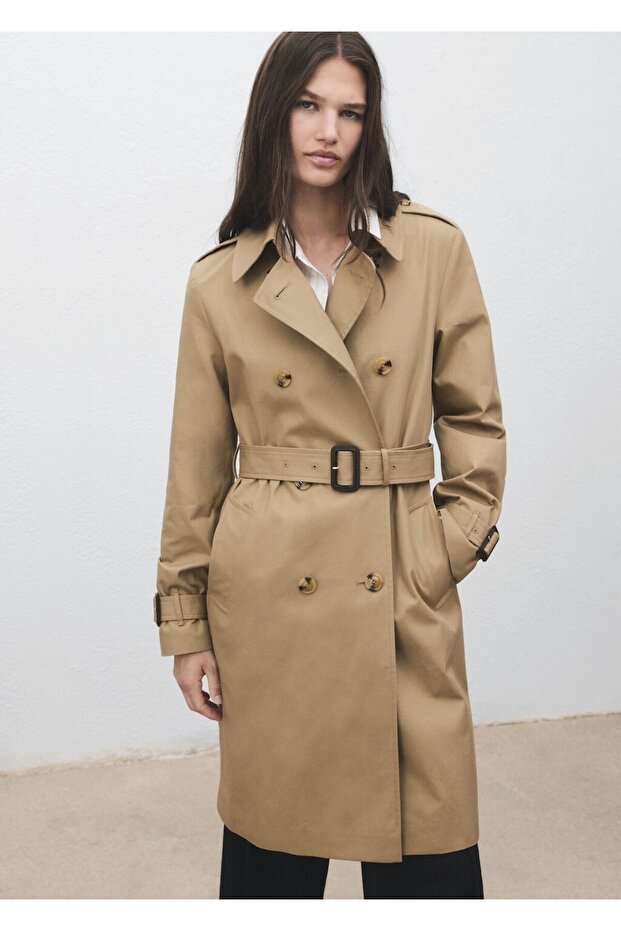 Klasik kemerli trençkot - 1