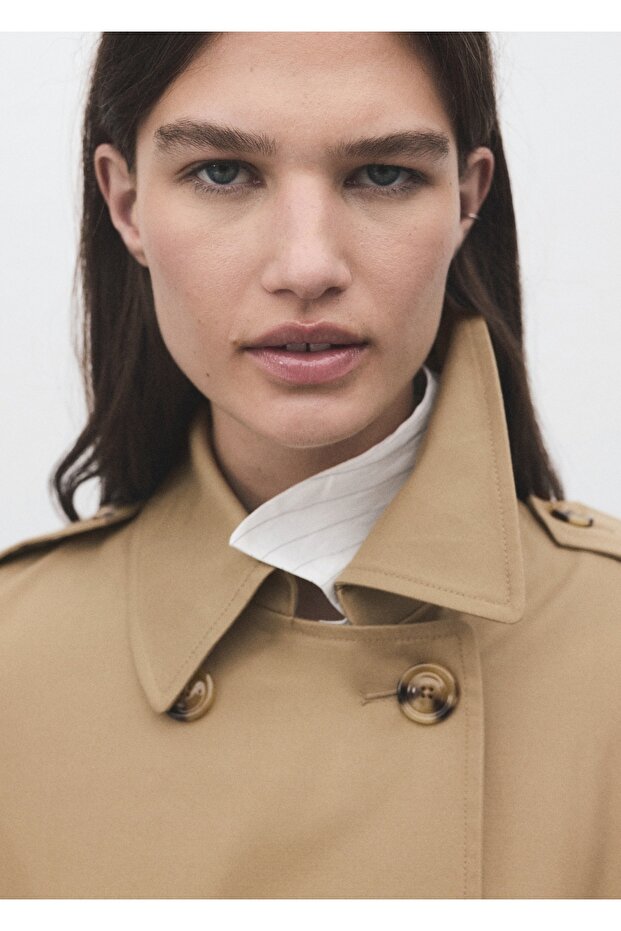 Klasik kemerli trençkot - 7