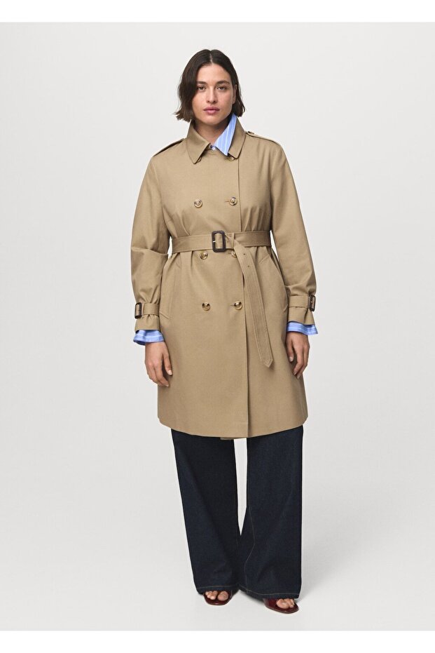 Klasik kemerli trençkot - 8