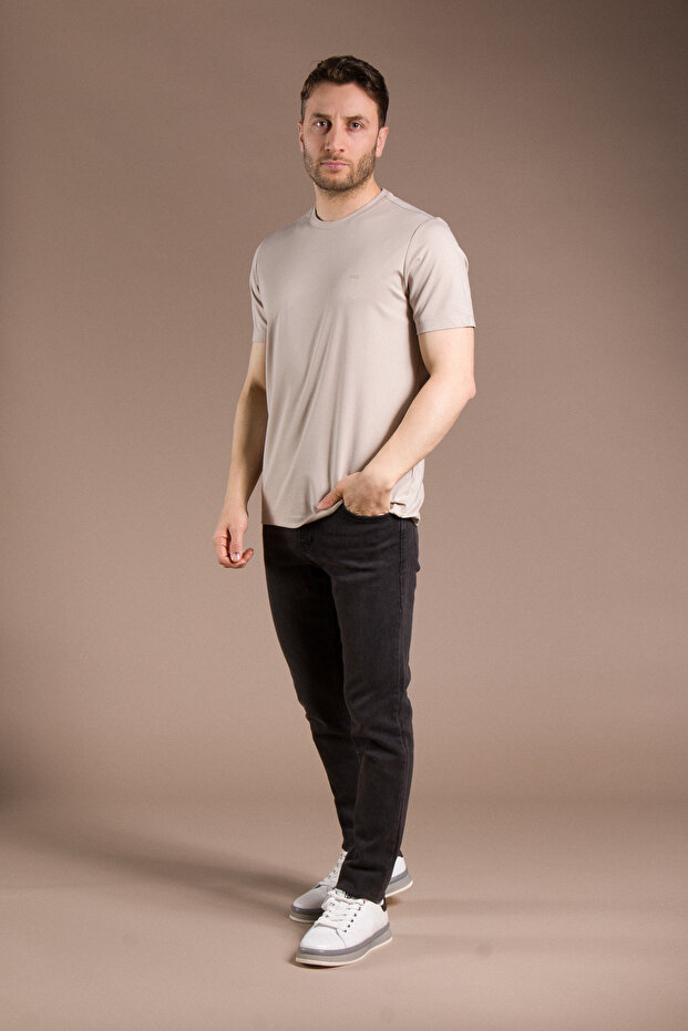 ERKEK BEJ BASİC O YAKA T-SHİRT - 2