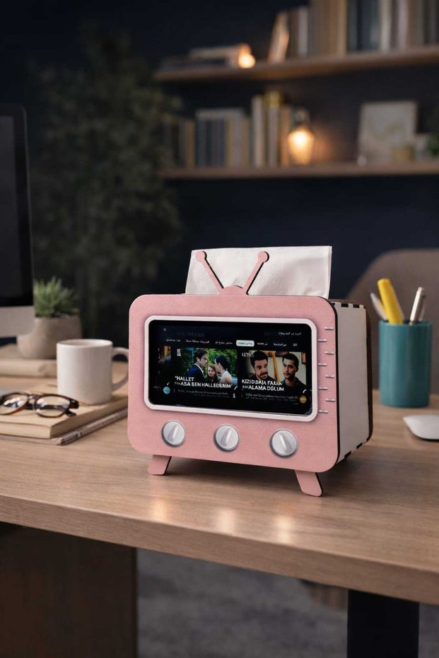 Wooden Napkin Box in the Shape of a Television