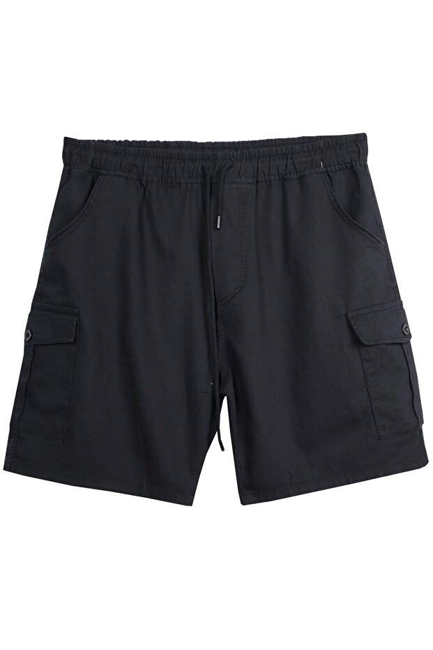 K Cargo Pocket I Denim Shorts Black Suitable for Men with Large Sizes between 118-176 Kilograms