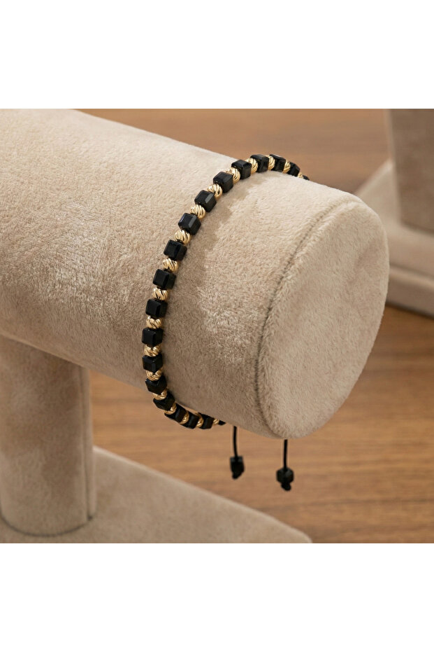 Adjustable Bracelet, Universal Size, Black-Gold - 4