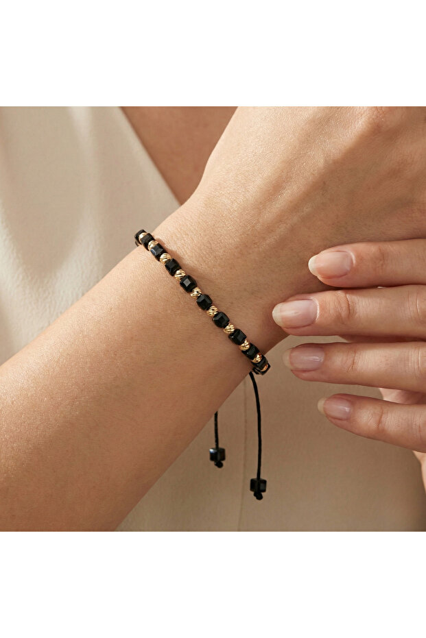 Adjustable Bracelet, Universal Size, Black-Gold - 2