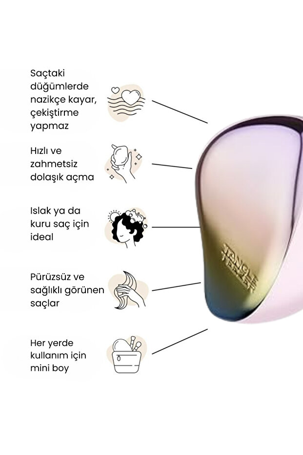 Compact Styler Matte Ombre Chrome Saç Fırçası - Düz ve Kıvırcık Saçlar İçin Çanta Boy Tarak - 3