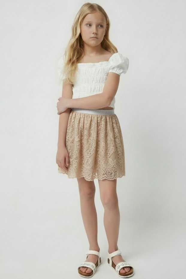 Girl's Skirt with Lace, Elastic Waist and Glitter, Stylish Design for Special Occasions and Holidays, October 29, April 23