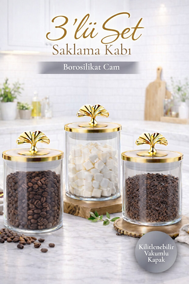 3-Piece Lockable Vacuum Lid Foiled Borosilicate Glass Jar Food Storage Container 800 ml