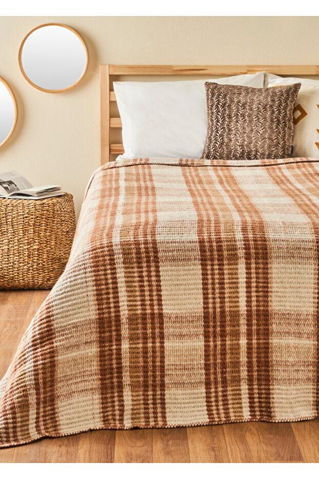 Noah Cotton Double Scottish Blanket Brown (200X220 cm)
