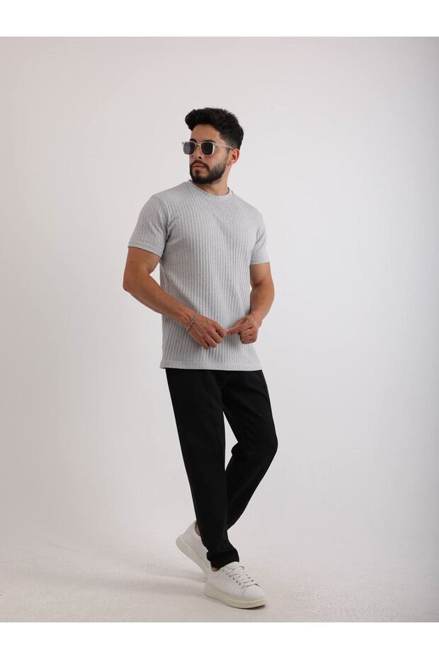 Zinox Fabric Basic Self Patterned T-Shirt - 4