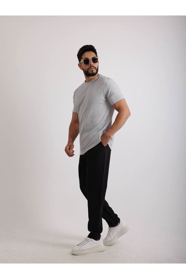 Zinox Fabric Basic Self Patterned T-Shirt - 2