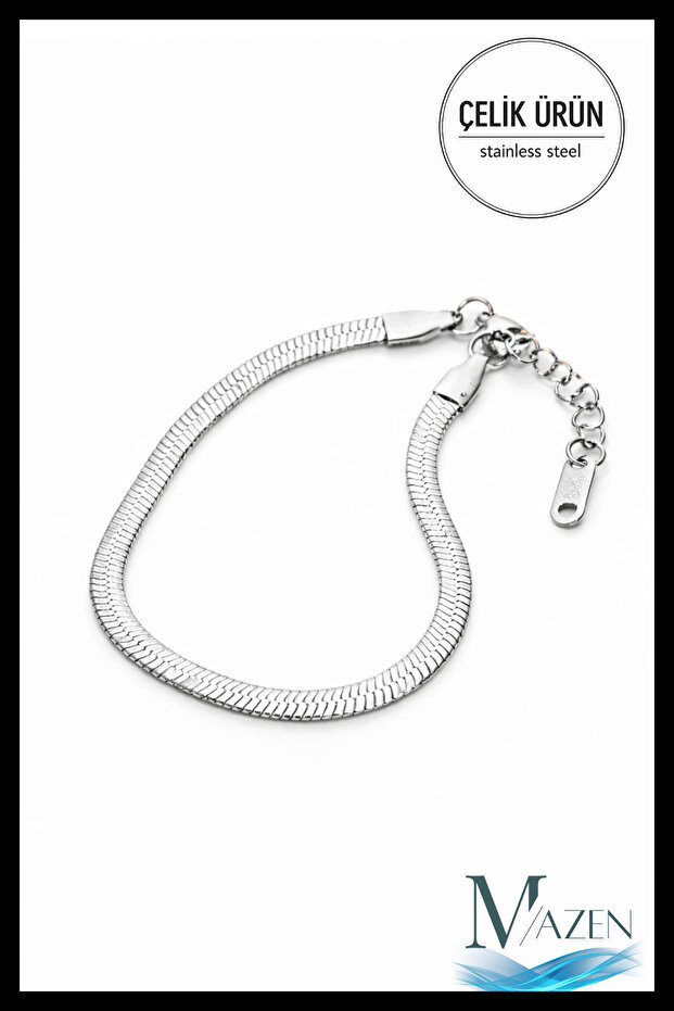 Flat Italian Chain Steel Tarnish-Free Bracelet