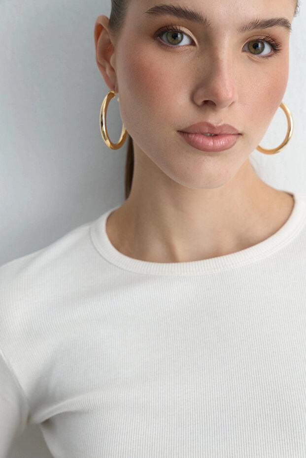 تيشيرت قطني أساسي بأكمام طويلة - إكرو - 4