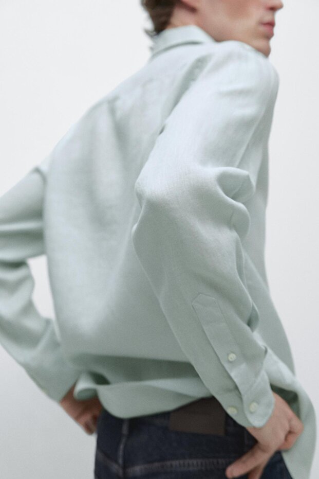 %100 keten regular fit gömlek - 3