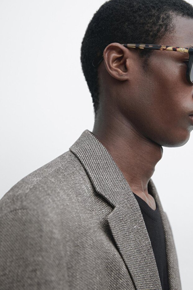 American herringbone blend linen tailored jacket - 3