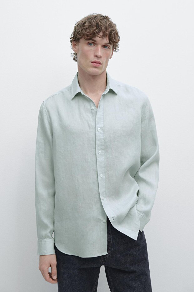 %100 keten regular fit gömlek - 2