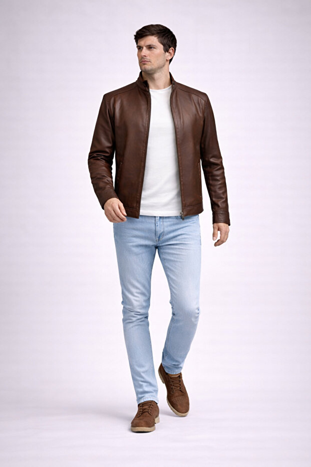 معطف جلدي من PELLE DİPERLE