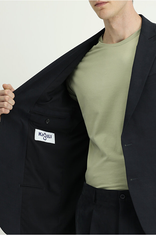 Regular Fit Sivri Yaka Modal/Polyester Ceket - 5