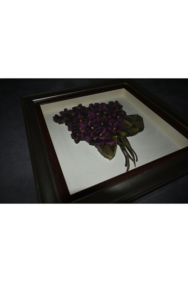 MOR ÇİÇEK RÖLYEF TABLO - 3