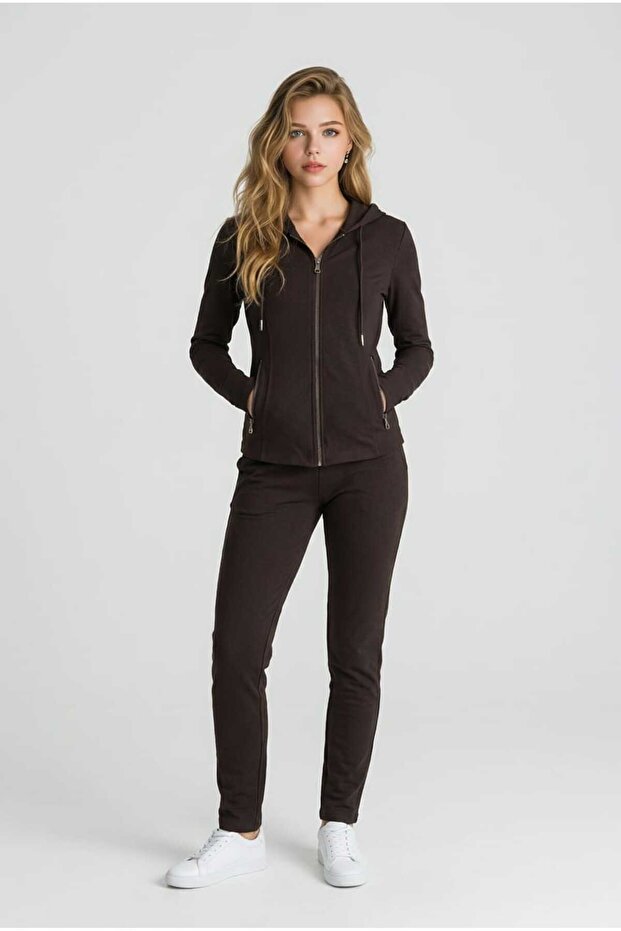 Fermuarlı Kapüşonlu Sweatshirt - 1