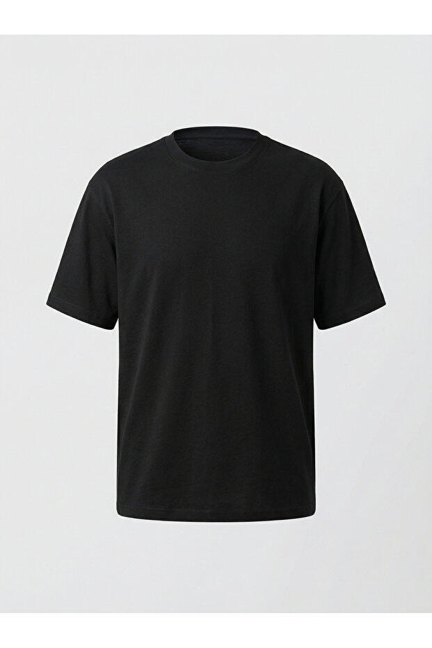Oversize Fit Thick Textured Black T-Shirt