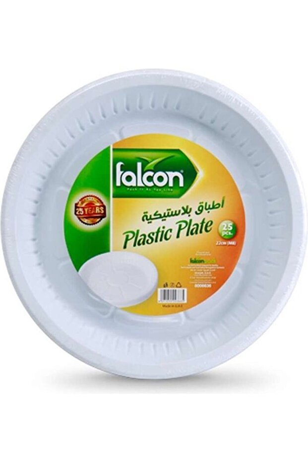 25-Piece Disposable Plastic Plates White 26cm