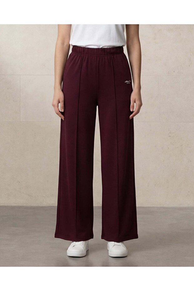Women Burgundy Wide Leg Active Pant