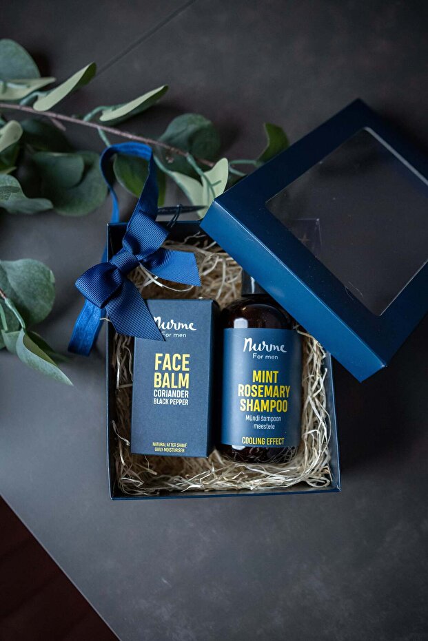 Coriander & Black Pepper Men's Grooming Gift Box - Natural Face Balm & Shower Gel