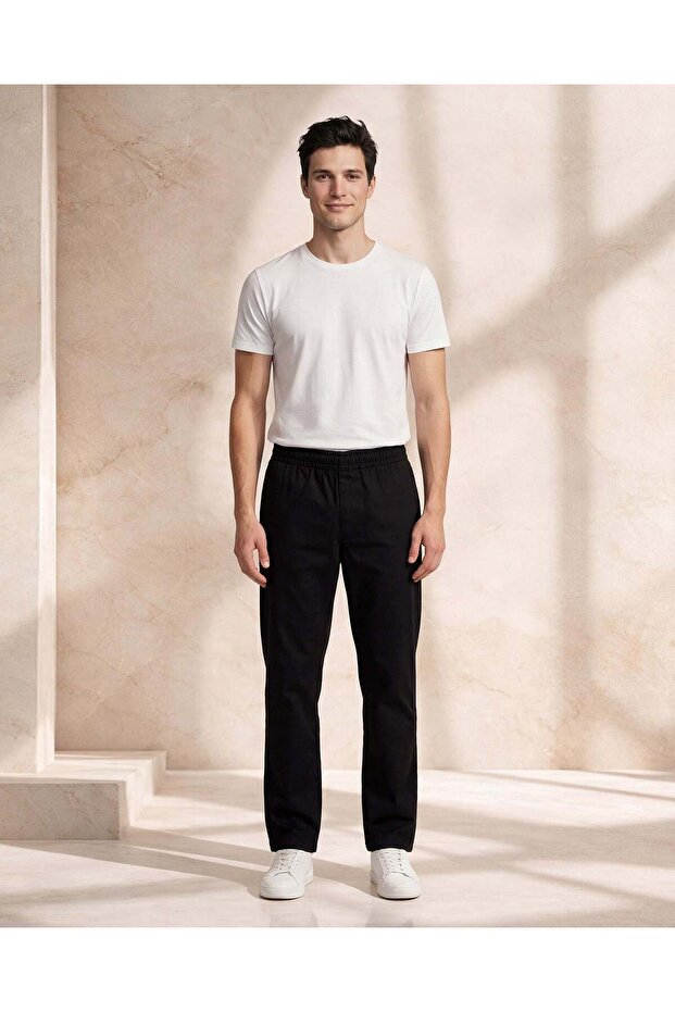 بنطلون رجالي أسود أساسي سهل الارتداء - 2