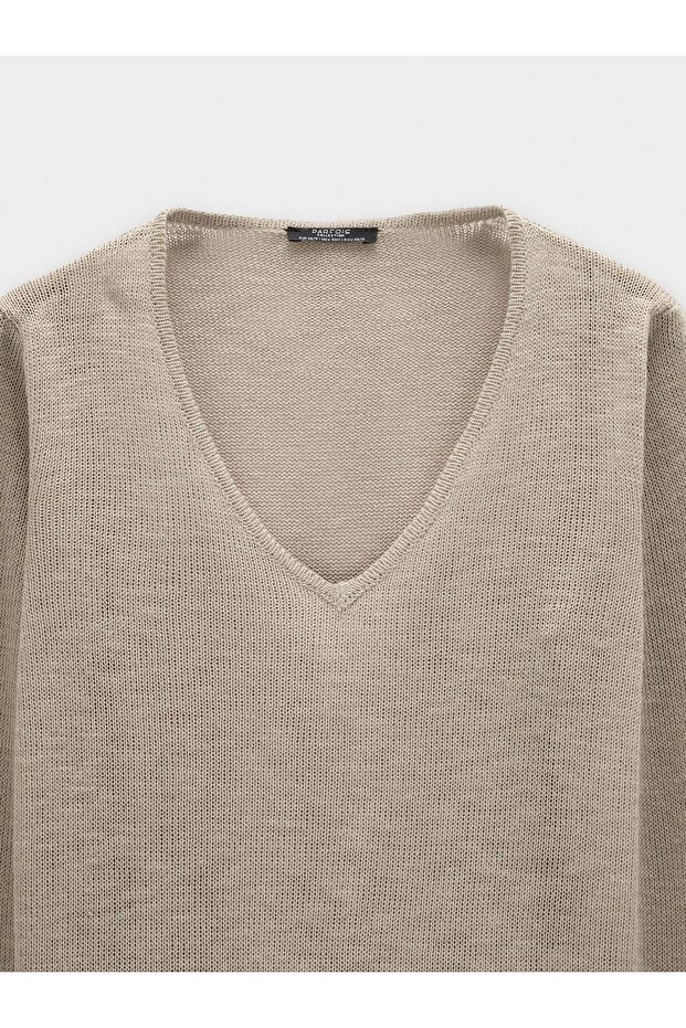 Kadın Yarı Şeffaf Örme Kazak - 6