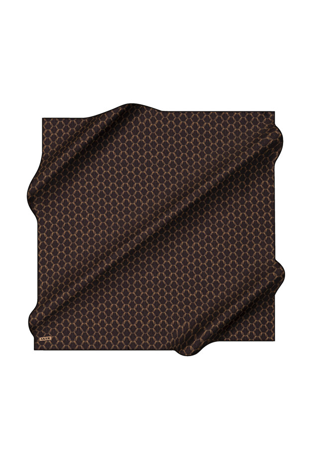 Dark Beige 90X90 Silk Crepe Satin Scarf