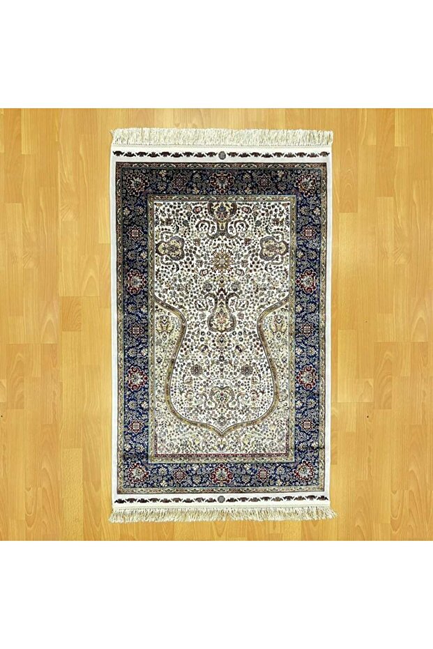 Classic Ottoman Patterned Mihrap Silk Prayer Rug