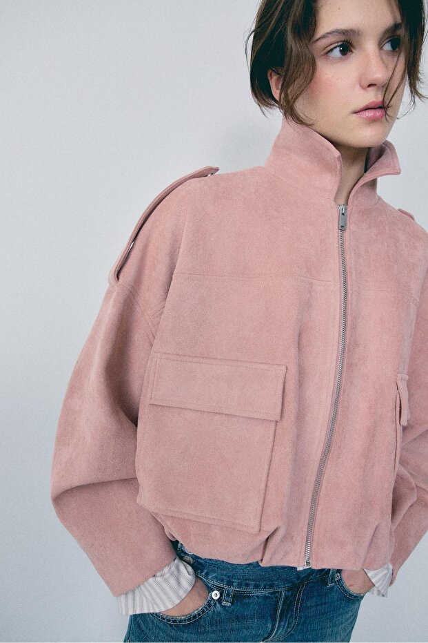 FAUX SUEDE BOMBER JACKET - 3